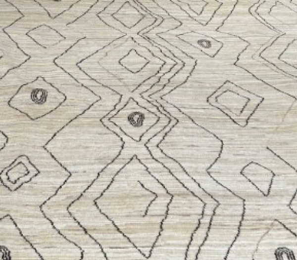 Koberec vlněný béžový s geometrickým vzorem 200x300 cm